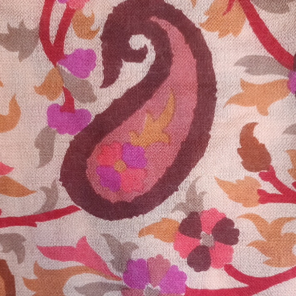 English Eccentrics Botanical Floral Paisley Silk Scarf Pink Brown Boho - Picture 5 of 8
